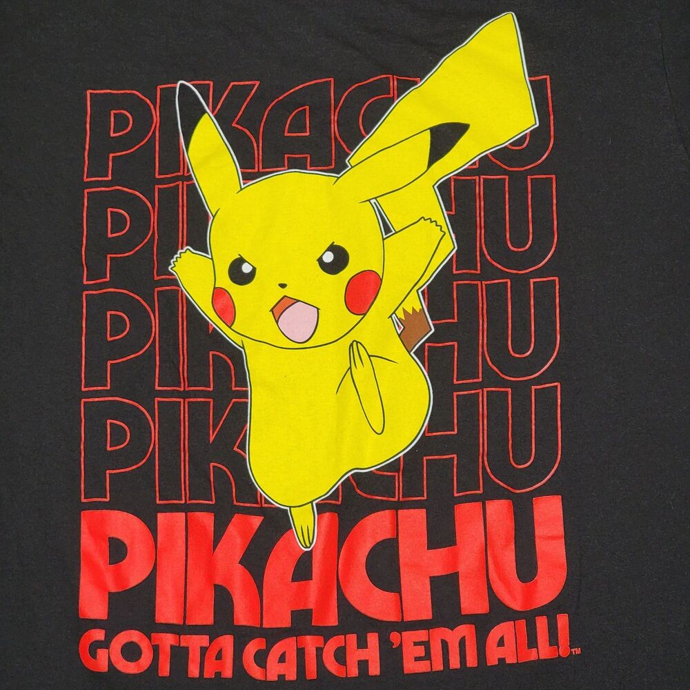 Pokemon SS Black Unisex Tee "Pikachu Gotta Catch 'Em All" - Size XL*